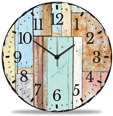 GRAVURZEILE Wanduhr aus Holz Luv Vintage Design - Geräuscharm kein Ticken - 30 cm Ø - Design Wanduhren für Wohnzimmer Schlafzimmer & Küche