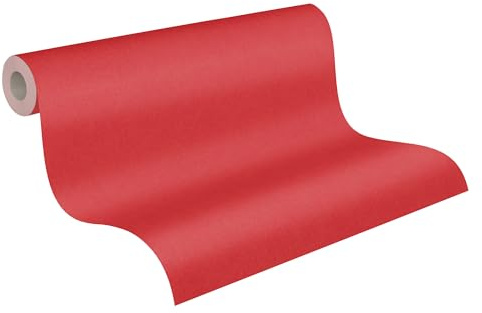 A.S. Création Unitapete Little Love Tapete einfarbig unifarben PVC-freie Vliestapete rot seidenmatt glatt 383242