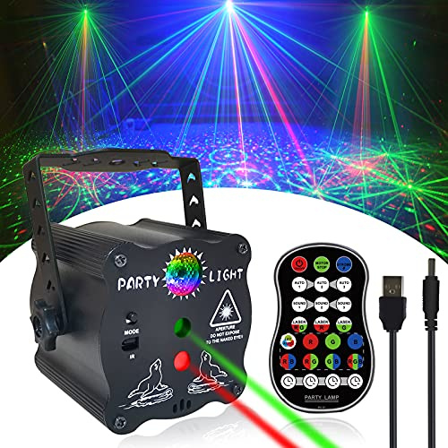 Birthday Gift Party Decorations Lights, Mini Disco Ball DJ Light with Remote Control Stage, Portable Sound Activated Led Projector Strobe Lamp for Indoor/Outdoor Parties Rave Xmas Show Home Bar
