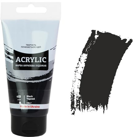 7 Artists Acrylfarbe Schwarz 75 ml – Hochdeckende Schwarze Acryl für Holz, Leinwand, Ton & Stein Bemalen | Einzelne Acrylic Paint | Acryl Farbe für Basteln & Malen | Acrylfarben Einzeln