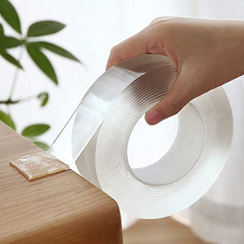 16.5ft Nano Double Sided Heavy Duty Adhesive Mounting Tape,Clear & Tough Sticky Poster Wall Tape,Multipurpose Tape Picture Hanging Strips for Home Office(5m)