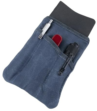 Hide & Drink, Mehrzwecktasche, kompakte, vielseitige EDC-Tasche mit Reißverschluss, Mini-Camping-Tasche, gewachstes Canvas, Messertasche, handgefertigter schlanker Organizer, Blau