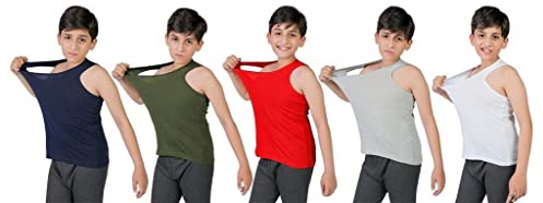 orbiz Jungen/Mädchen 5 Stück Kinder Unterhemden | 100% Reine Baumwolle Interlock Unterhemden | Tank Tops Ärmellos Unterhemden Unterhemden 3-13 Jahre