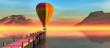 adrium Acryl-Bild 90 x 40 cm: Landschafts- und Ballonölgemälde (43968176)