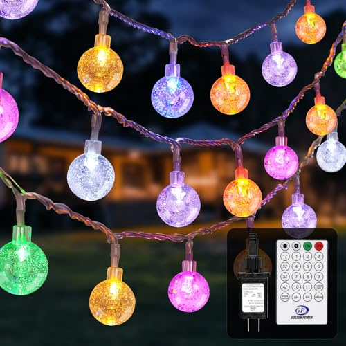 YCoisini 56FT Outdoor String Lights, 100 LED Patio Lights with Remote Control, Voice-Activated & Music Sync Mode, 16 Color-Changing Modes, Waterproof for Patio Garden Party Decor