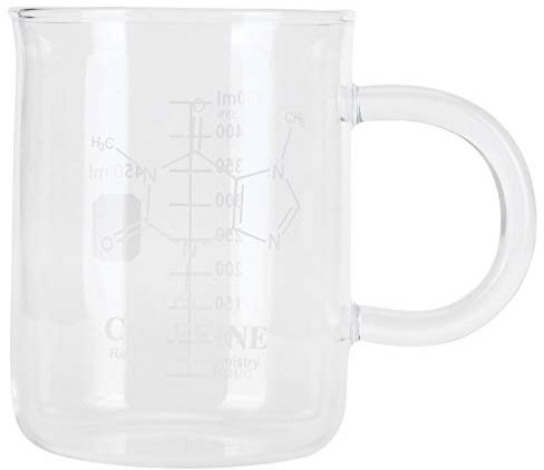 Tazza con Bicchiere di Caffeina Tazza con Molecola di Caffeina, Tazza Chimica in Vetro Borosilicato da 450 Ml Tazze da Caffè con Manico E Misurino Per Tè, Caffè, Latte, Bevande Calde E Fredde