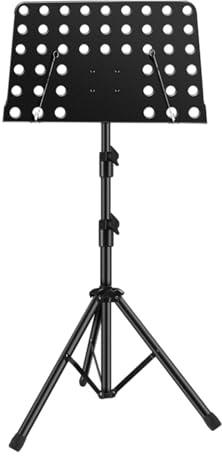 JISADER Atril de música ajustable, antideslizante, resistente, portátil, estable, soporte de escritorio para libros, plegable para escenario de banda de