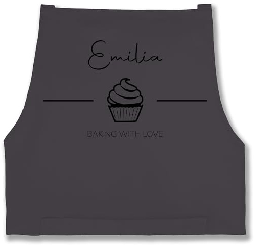Geschenk mit Namen personalisiert by Shirtracer - Schürze - Backschürze - Baking with Love mit Namen