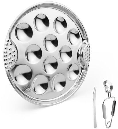 LERANXIN Schneckenbesteck Set, Schneckenteller mit Schneckengabel et Schneckenzange Ofenfest Schneckenbesteck zum Servieren von Schalentiergerichten in Restaurants Oder zu Hause