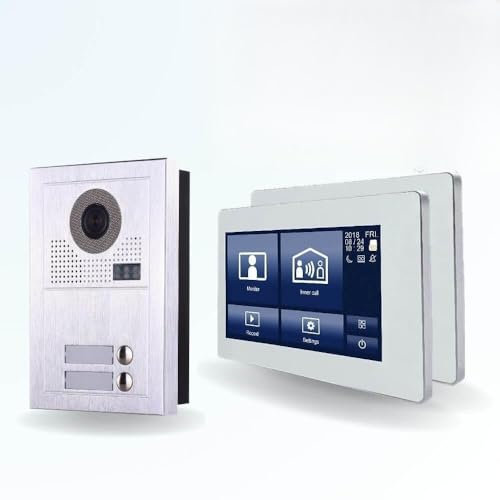 BT Security Portier interphone vidéo Modern 2 Fils - 2 Appartements - 2 écrans tactiles connectés 7 Blanc