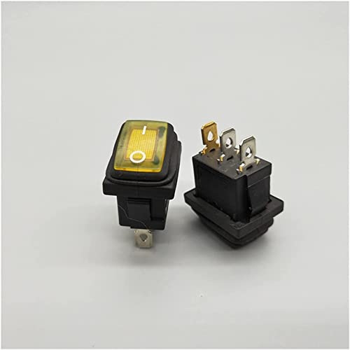 Wippschalter KCd1 12 V / 220 V LED Wasserdichter Wippschalter 3-polig 10 A / 250 V IP67-Tastenschalter Wippschalter vom Bootstyp elektronischer Schalter (Color : Yellow, Size : 220V)