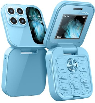 Mini Flip Mobile Phone, 2024 New Foldable Cell Phone with FM Radio Magic Voice Blacklist Speed Dial Vibration, 2 SIM Card Small Display Cell Phone Gift for Father's Day Mother's Day