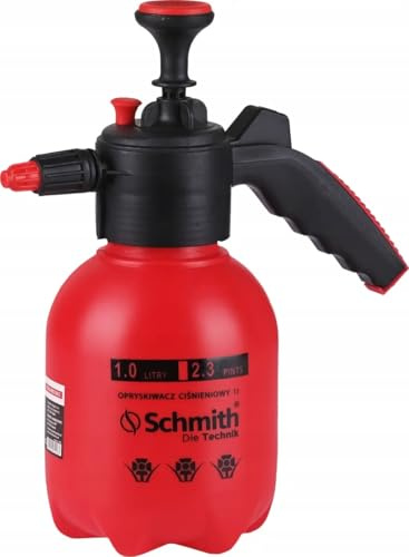 Schmith - Manueller Drucksprüher 1l mit rotem Ventil - für Garten und Haushalt - Grassprüher