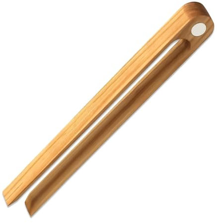 Reusable Bamboo Kitchen Tongs - Magnetic & Heatproof Toaster Tool for Safe Toast Retrieval and Food Serving