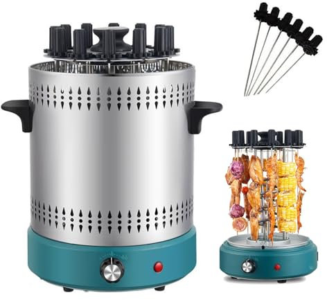 Barbecue électrique rotatif – 1200 W sans fumée avec 12 fourchettes de barbecue, température réglable, facile à nettoyer, parfait pour la maison, le restaurant, la cuisine
