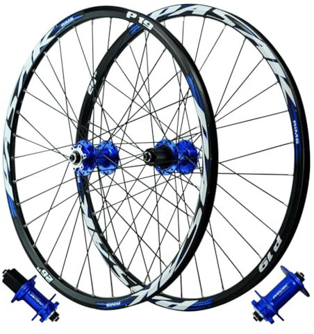 LPYDWZ MTB Laufradsatz 26 27,5 29 Zoll, Abgedichtetes Lager 142mm Steckachse Nabe Scheibenbremse Fahrrad Vorne Hinterrad Felge 32 Speichen for 7–11 Gang Kassette(QR,26 ER)