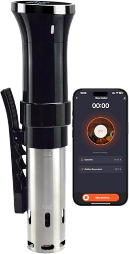 Sous-Vide-Kocher, 1100 W Tauchzirkulator für Sous-Vide-Maschine, mit Touchscreen, genauer Temperaturregelung, Präzisionskocher, perfekt für zarte und saftige Mahlzeiten (Schwarz-WLAN)