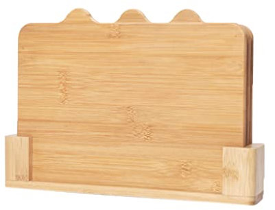 Premium 3 Piece Chopping Board Set with Holder Reversible Boards for Kitchen Fruit Vegetables BBQ and Meat Carving