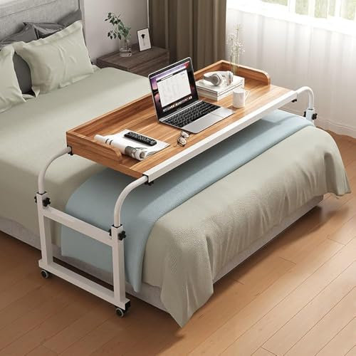 Verstellbarer Betttisch mit Rollen - Höhenverstellbarer Bettcomputertisch für einfache Verwendung im Bett oder Sofa - Mobiles und vielseitiges Design für Zuhause oder Büro