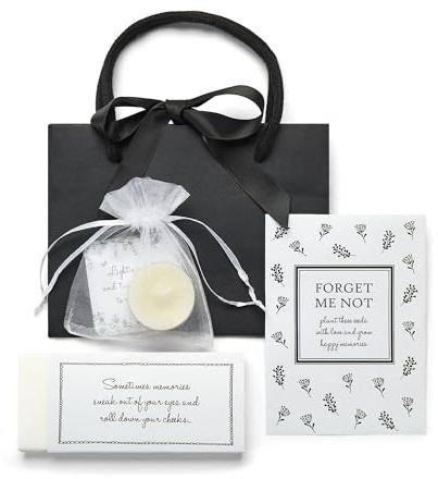 ANGEL & DOVE Funeral Favour or Sympathy Gift - Bag Filled With Forget Me Not Seeds, Tissues & Tealight Candle