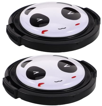 Kameralinsenschutzabdeckungen 52mm aus Kunststoff mit Panda Motiv | 2 Stück, Seitlicher Klemmverschluss, Universell für Kameraobjektive, Geeignet für Portraits und Outdoor Fotografie