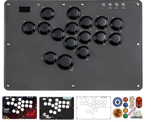JZW-Shop Haute42 Arcade Stick U16, controller arcade a tutti i pulsanti per Switch, PC, PS4, PS3, Steam Deck, Arcade Fight Stick con Turbo e Custom RGB, supporta hot-swap e SOCD (U16)
