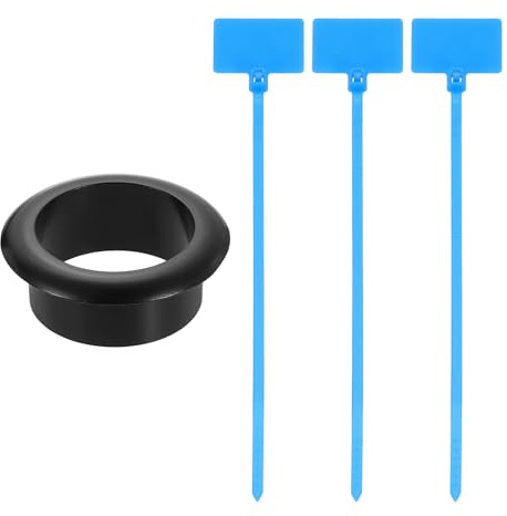 sourcing map Desk Grommet, 1-3/8 (35mm) Zinc Alloy Cable Hole Cover Wire Cord Organizer with Marked Cable Ties for Home Office Desktop Wire, Black
