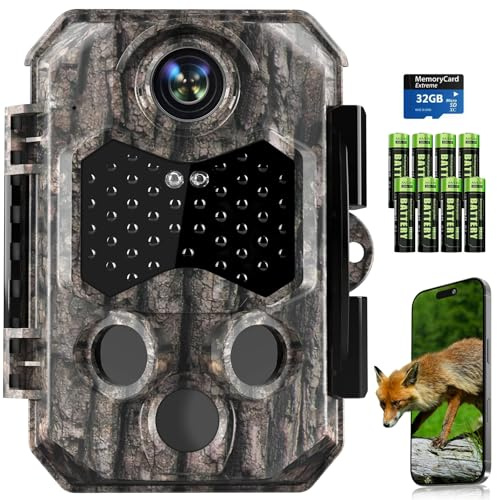 Sovonix Wildlife Camera, 4K 84MP HD WiFi Bluetooth Trail Camera with Night Vision Motion Activated, 130°Detection Angle with 32GB Card for for Garden Wildlife, IP67 Waterproof, 8*AA Batteries