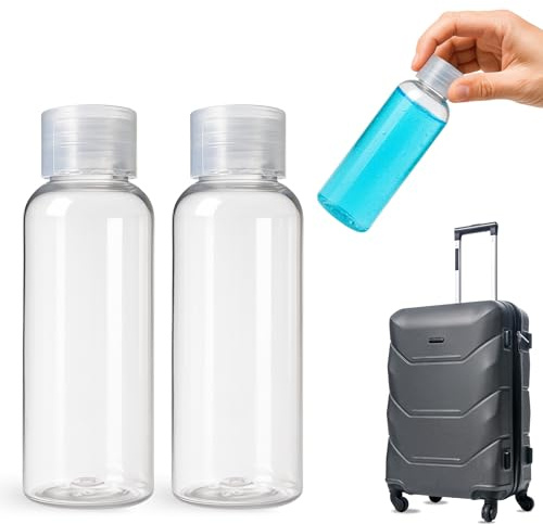 TECHZOCO Doseur de voyage, distributeur de shampooing, doseur de crème 100 ml, flacon cosmétique de voyage, convient pour les vols en avion sans enregistrement, contient 2 flacons de doseurs de 100 ml