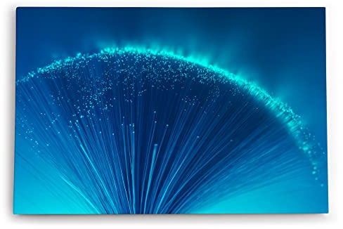 Paul Sinus Wandbilder Deko Kunstdruck 90x60cm Blaues Bild Lichter Glasfasern Kunstvoll Fotokunst