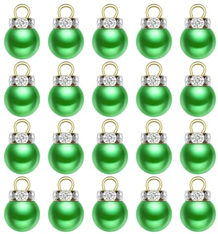 Lot de 20 mini boules de Noël - Accessoires miniatures - 1 cm - Vert - Petites boules de Noël - Décoration de sapin de Noël - Accessoires de Noël