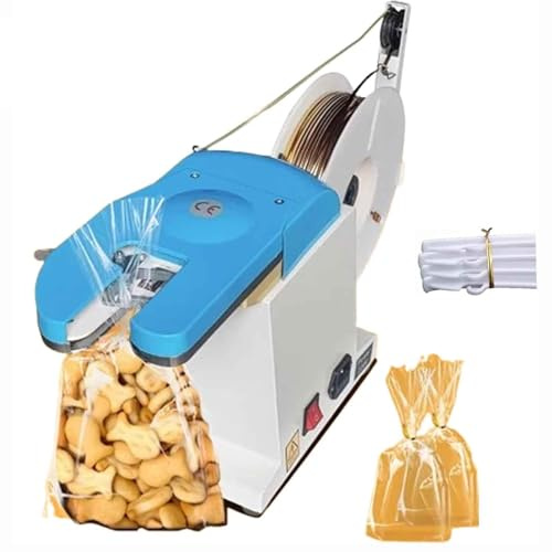 Machine automatique de ligature torsadée, fermeture semi-manuelle électrique de sacs de 70 mm, scelleuse de sacs à fil métallique à 4 anneaux for bonbons, pains, jouets, for un emballage efficace dans