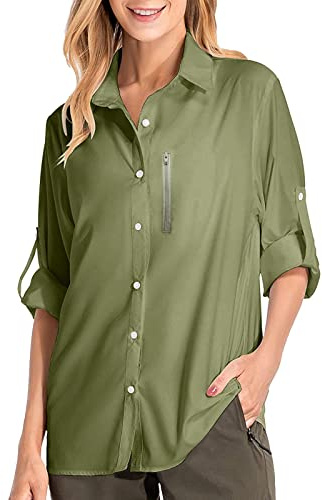 Maglia Anti UV Donna Camicia UPF 50+ Protezione Maglietta UV Maglietta Trekking Donna Camicetta Protezione Solare Maglietta a Manica Lunga Blusa Traspirante per Escursionismo Mare Spiaggia S-3XL