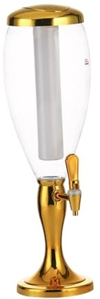 YWJLQH Torre dispensadora de Cerveza, Herramienta de Bar con Capacidad de 3 L y Tubo frío, Oro, Individual