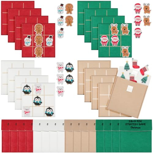 Hestya 16 Stück Weihnachten Tic Tac Toe Mitgebsel Kindergeburtstag Party Spiele Mini Spielzeug Filz Brettspiel für Kinder Pinata Füllung Lernspielzeug für Geburtstag Party Kindertag Zuhauser Schule