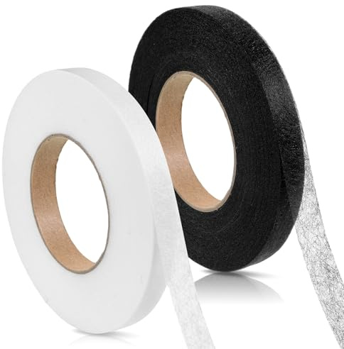 2 Pack Saumband zum Aufbügeln Waschfest Saumband für Hosen Bügelband für Vorhänge Gardinen Kürzen Ohne Nähen Klebeband 64 Meter/Rolle Breite 12mm zum Saum Jeans Vorhänge Hosen (Weiß und Schwarz)