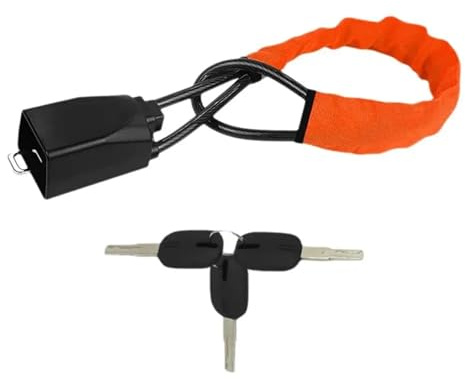 LKW-Lenkradschloss, universelles Auto-Sicherheitsgurtschloss-Seil, Auto, 5 mm dickes geflochtenes Stahlkabel, Diebstahlsicherungs-Set Für Autos Suvs Usw(Orange)