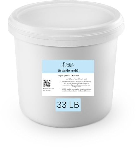 Stearic Acid 25 lb Bucket Vegan Vegetarian Halal Certified Thickening Agent for DIY Skincare, Soapmaking, Lotions, Body Scrubs, Cosmetic Grade & Food Grade