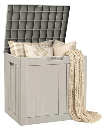 Topetory 25 Gallon Outdoor Deck Box - Lockable Waterproof Storage Container, Resin Weatherproof Box for Patio Garden Furniture Pool Tools Cushions, Grey