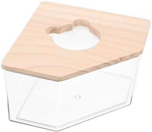 HOOWIFFY Akryl Hamster Sandbad Behållare med Trälock och Transparent Sandlåda för Hamstrar Gerbiler och Smådjur Praktisk och Hållbar Duschlåda för Små Husdjur