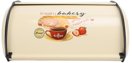 Kukyller Metal Bread Box for Kitchen Countertop, Roll Top Bread Box Vintage Container for Kitchen Countertop Cake Doughnut Biscuit Food Tableware (Strawberry)
