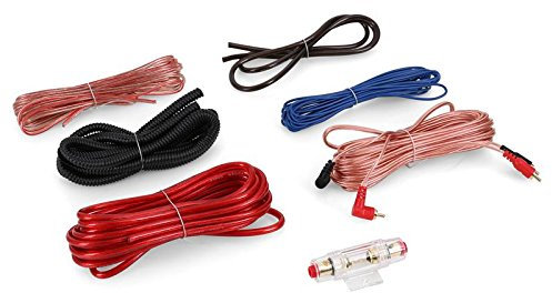 auna CS-Kit-8000 - Lautsprecher-Kabelset, Anschlusskabel Car-HiFi, Komplettset zum Anschluss Einer Autoendstufe, Massekabel, 60 A Sicherung, vergoldete Anschlüsse,