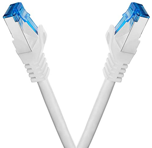 BIGtec - 2 Stück - 0,5m CAT.7 Gigabit Patchkabel Netzwerkkabel weiß Kupferkabel Patch Ethernt LAN DSL Kabel CAT7 (RJ45, Cat 7, S/FTP PIMF) 50cm