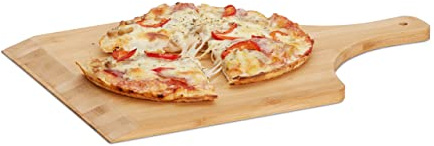 Relaxdays Pizzaschaufel Bambus, 45 x 30 cm, als Pizzaschieber, abgerundete Kanten, mit Griff, Brotschieber, natur