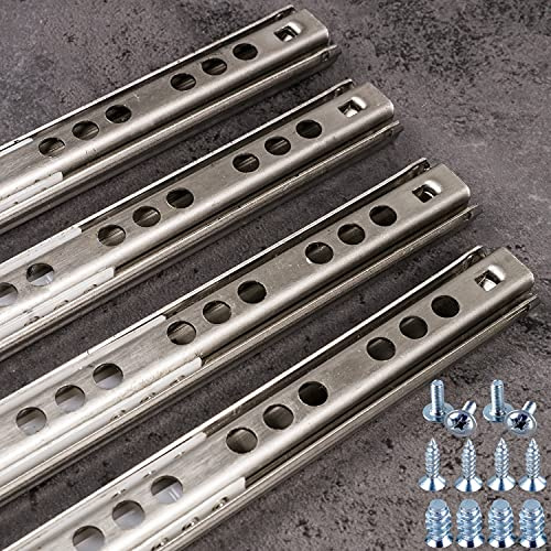 Stahlia Schubladenschienen (4 Stück) Edelstahl Teilauszug 17mm Nut Länge: 214mm Schubladenauszug Schrankauszug Auszugsschienen Laufschiene Gleitschiene