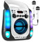 Fenton SBS30W CD Player, Karaoke Anlage mit 2 Mikrofonen, Karaoke Maschine mit Bluetooth, USB mit MP3-Player, LED Lichteffekt und Echo Effekt, Musikbox, CD Spieler für Kinder - Schwarz-Weiß