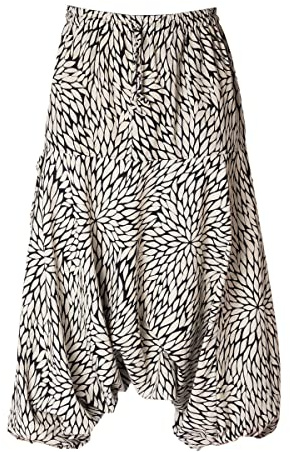 PANASIAM Pantaloni Aladin 'geometrix', con motivi tradizionali giapponesi, prodotti in piccole aziende familiari, Motivo nero., 36-41