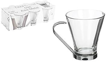 Cm 156883 Taza Cristal Cafe con Leche Asa Metal 200Ml
