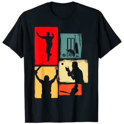 Cricket Design for Cricketer | Batsman Bowler Retro Cricket T-Shirt