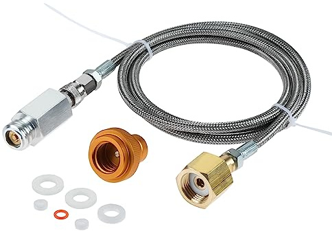 1.5m Teflon Hochdruckschlauch mit Quick-Adapter für W21.8-14 CO2-Zylinder | CO2 Hochdruckschlauch Adapter Set kompatibel mit Soda Duo/Terra Wassersprudler, für CO2 Direktanschluss an Flaschen